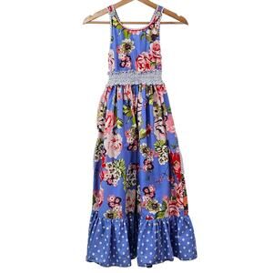 Matilda Jane Floral Mix Print Tiered Ruffle Maxi Heart Song Sun Dress | Girl's 8
